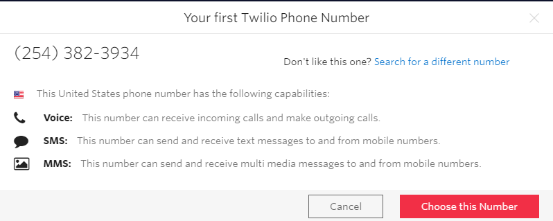 Twilio Get a Number