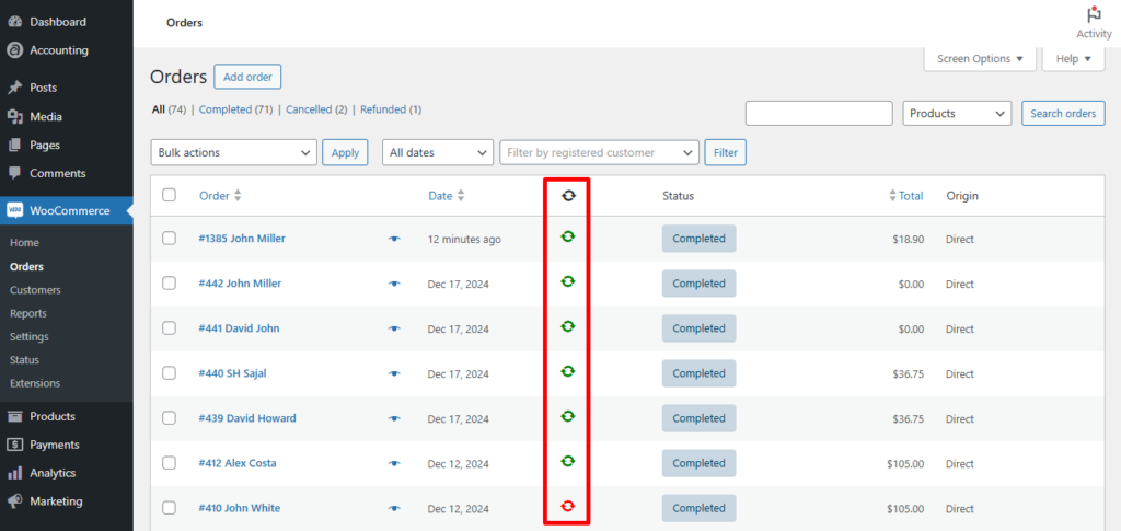 Sync WooCommerce Orders