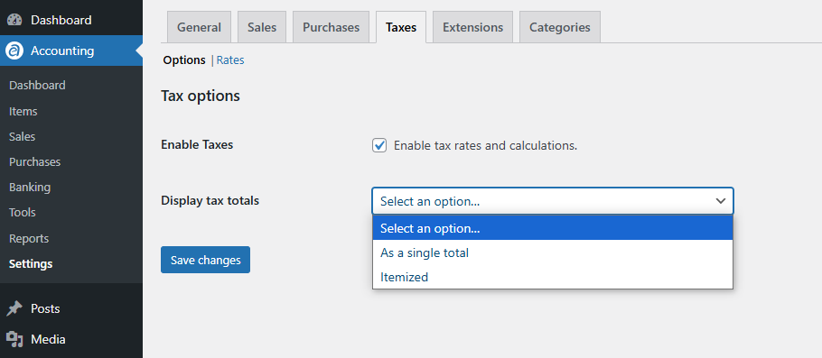 Tax Settings