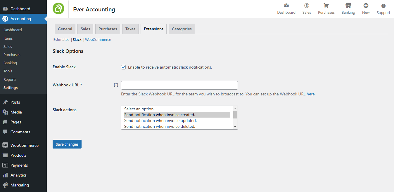 slack notifications settings